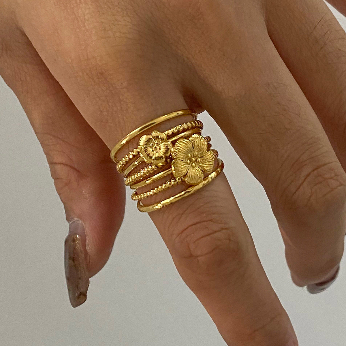 Titanium Steel Stackable Rings Set