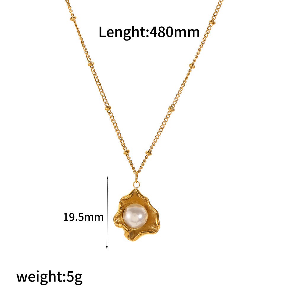 Titanium Steel Series Starfish & Shell Artificial  Pearl Necklace