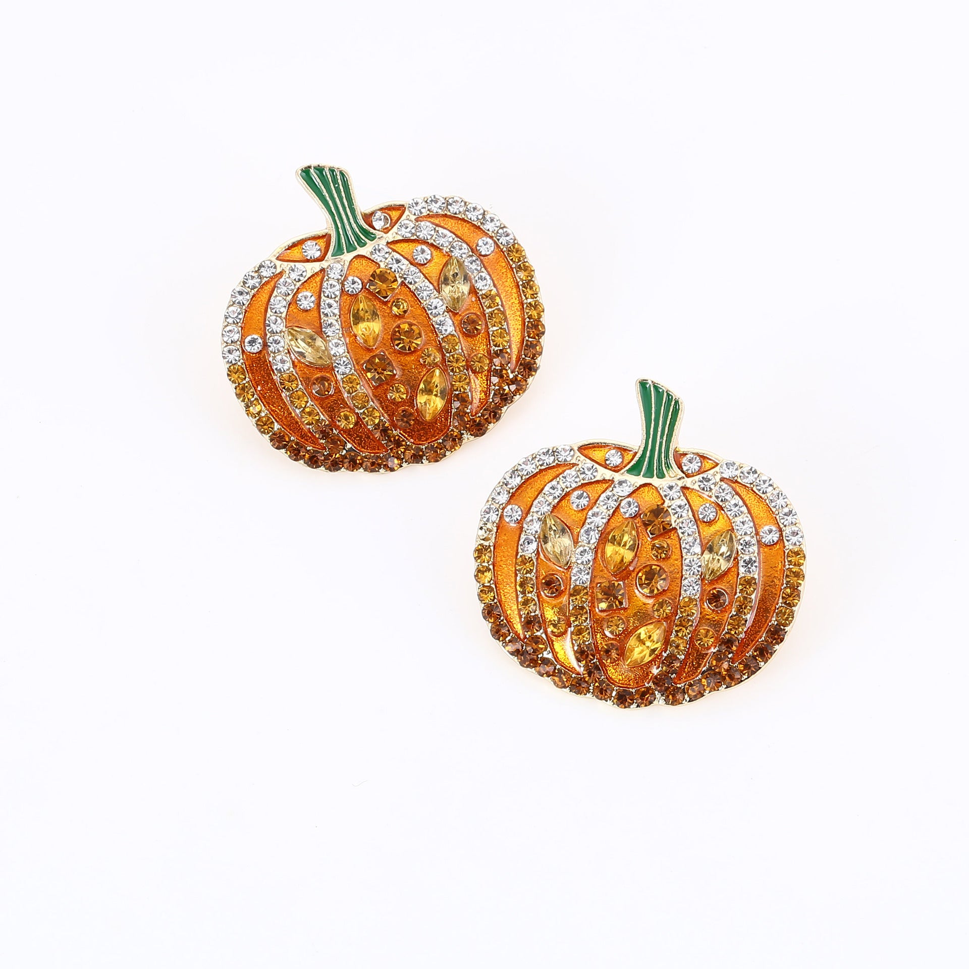 Statement Halloween Earrings - Oversized Glitter Pumpkin Design in Alloy Metal