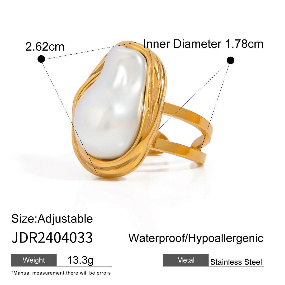 Stainless Steel Gold-Tone Ring Collection - Minimalist Luxury Pearl Ring