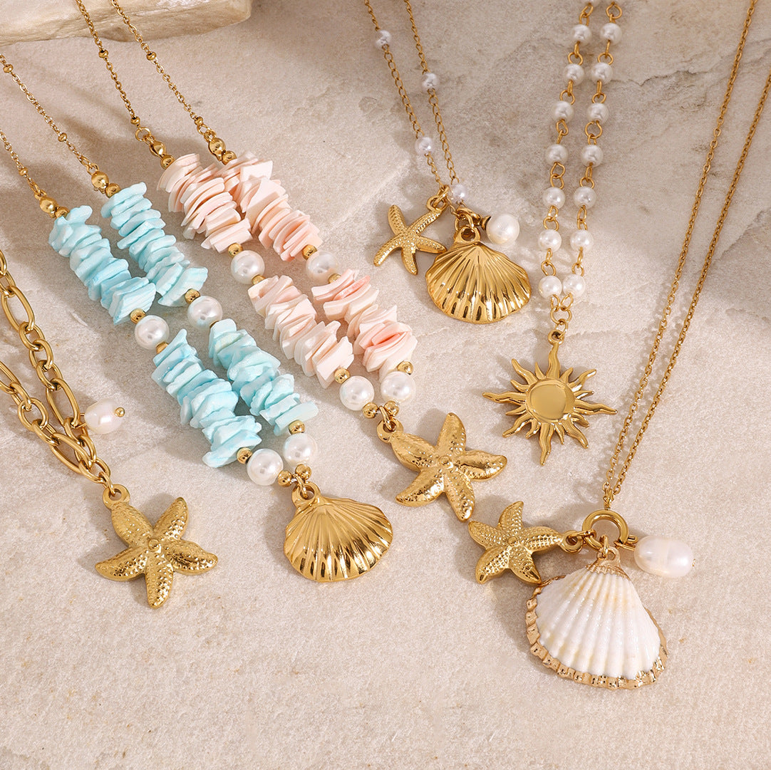 Titanium Steel Series Ocean Shell Pearl Combination Luxury High-end Style