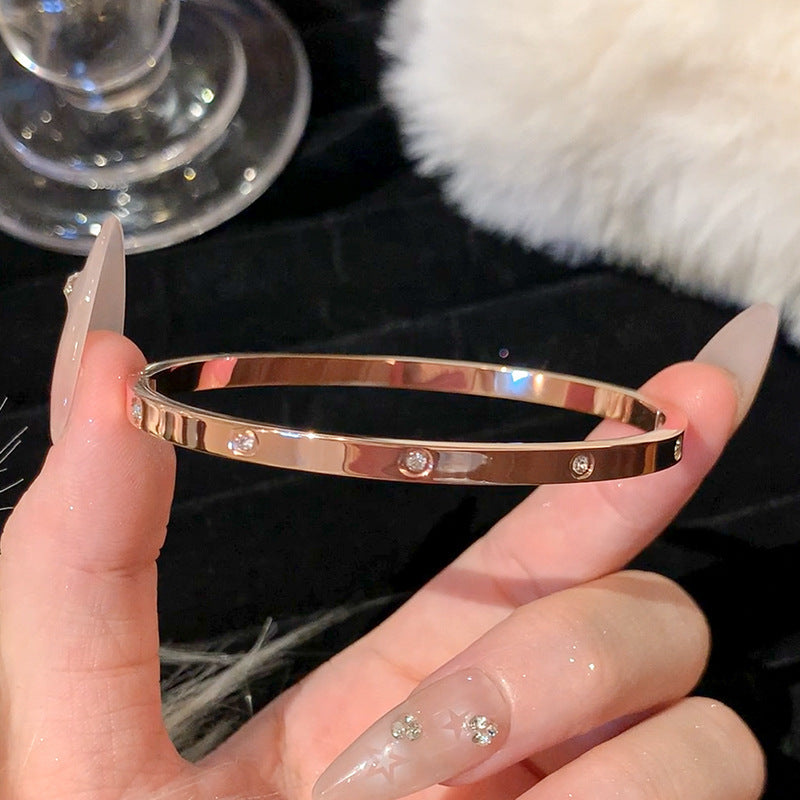 Titanium Steel Series Bracelet Inlaid with Zirconia