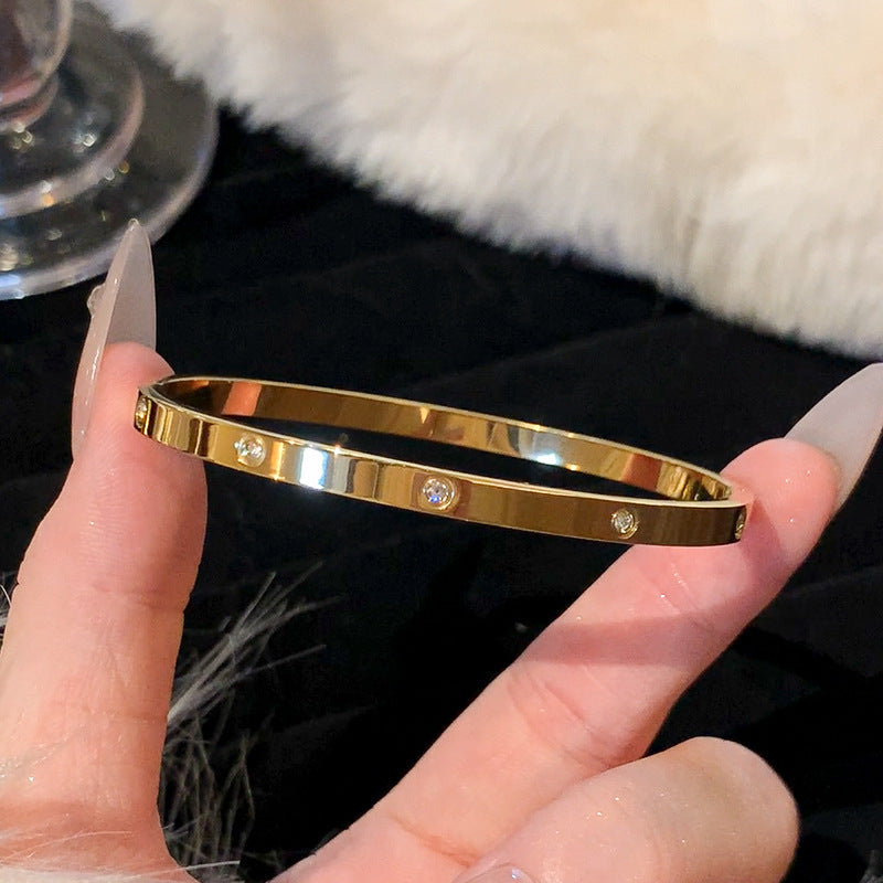 Titanium Steel Series Bracelet Inlaid with Zirconia