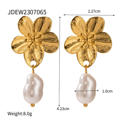 18K Gold Titanium Steel Earrings – Lava Crinkle Hammered Texture Design
