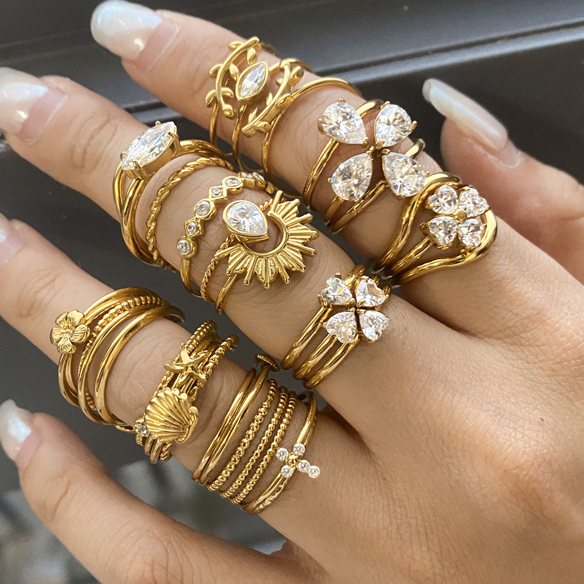 Titanium Steel Stackable Rings Set