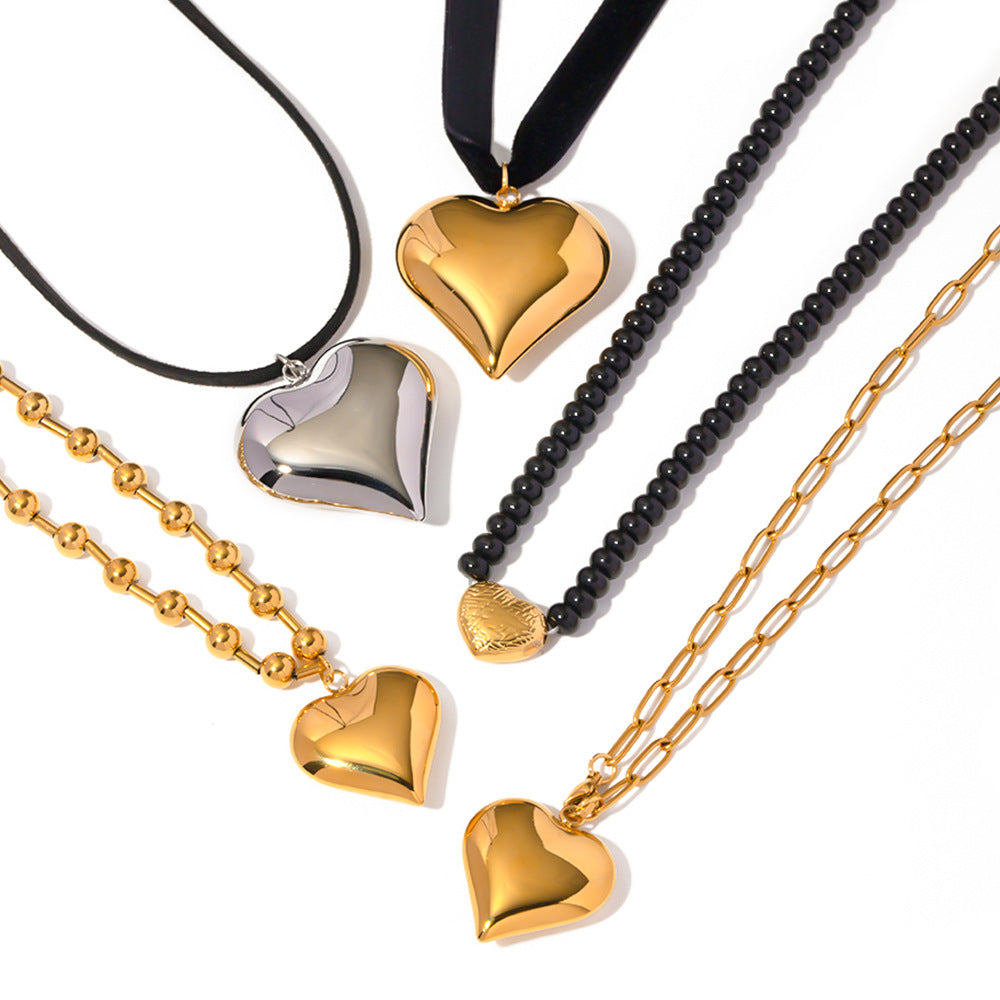 Modern Heart Series – Vintage Classic Love Titanium Steel Necklace