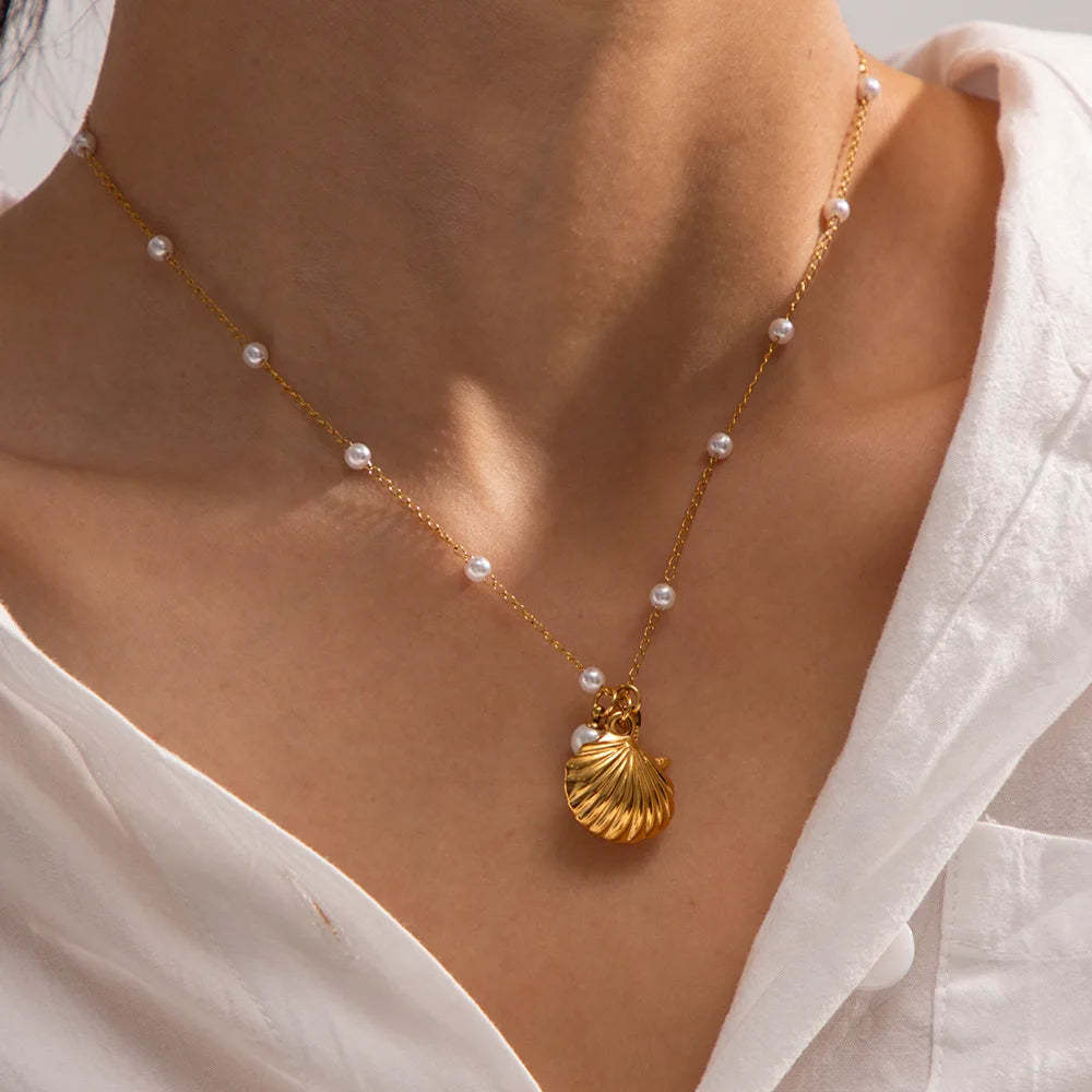 Titanium Steel Series Ocean Shell Pearl Combination Luxury High-end Style