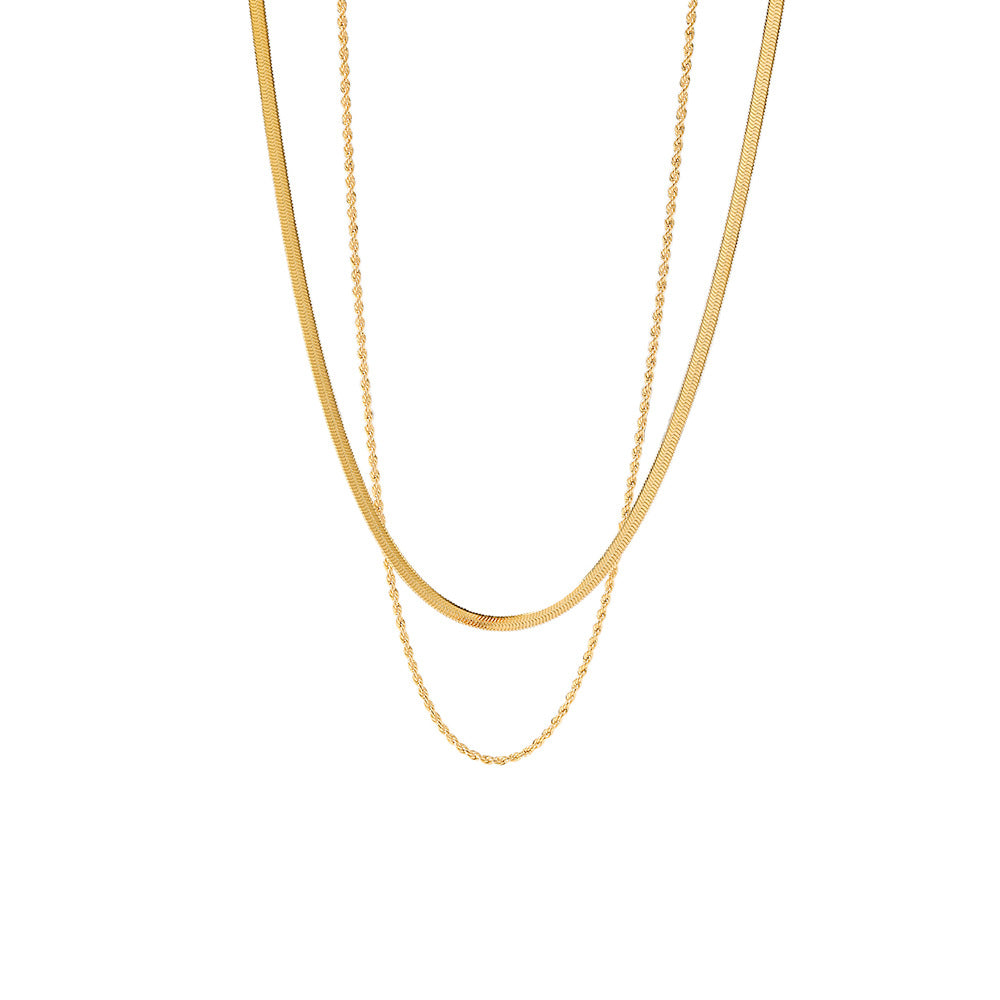 Retro Style Titanium Blade Twist Dual Chain Necklace