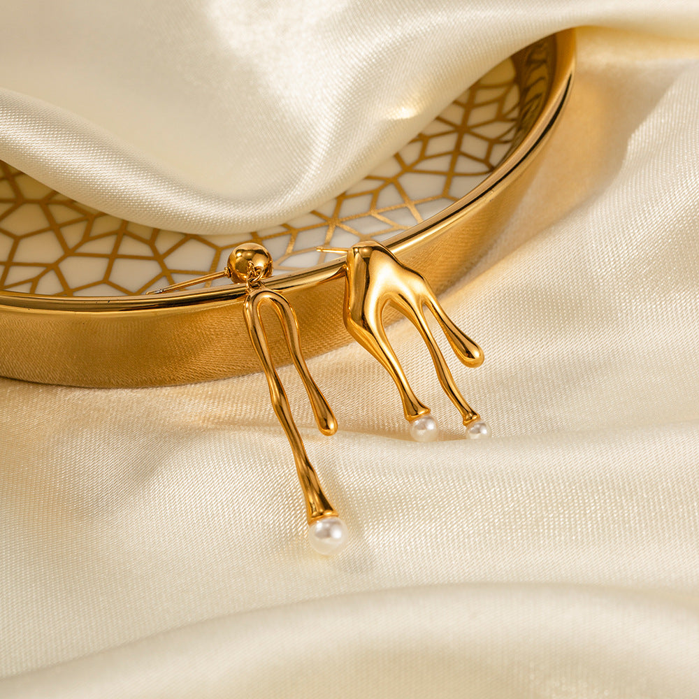 Hypoallergenic Titanium Earrings with 18K Gold & Pearl Accents
