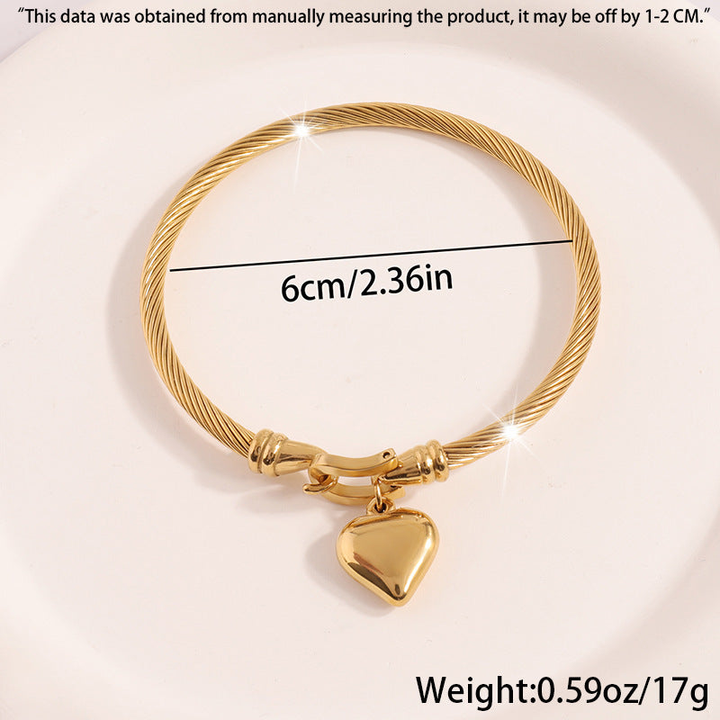 Titanium Steel Series Horseshoe Clasp Heart Bracelet