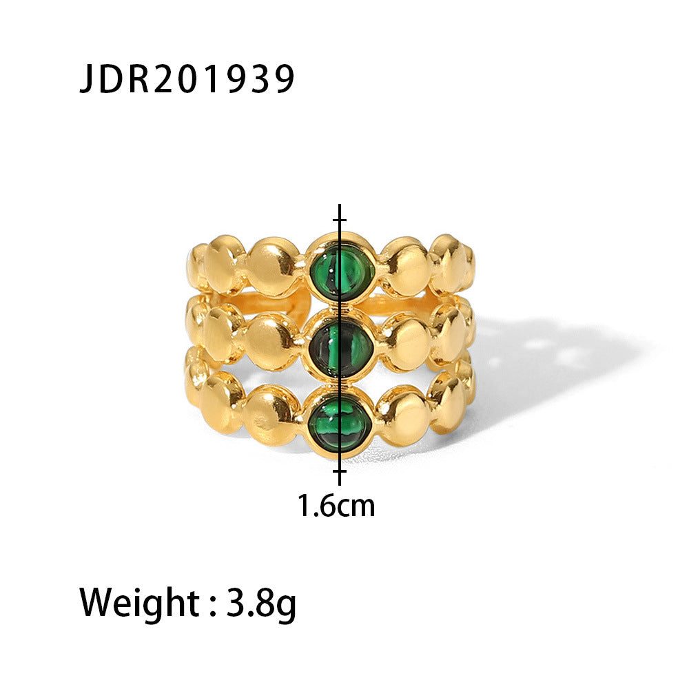 Titanium Steel Collection - French Vintage Natural Stone Open Ring