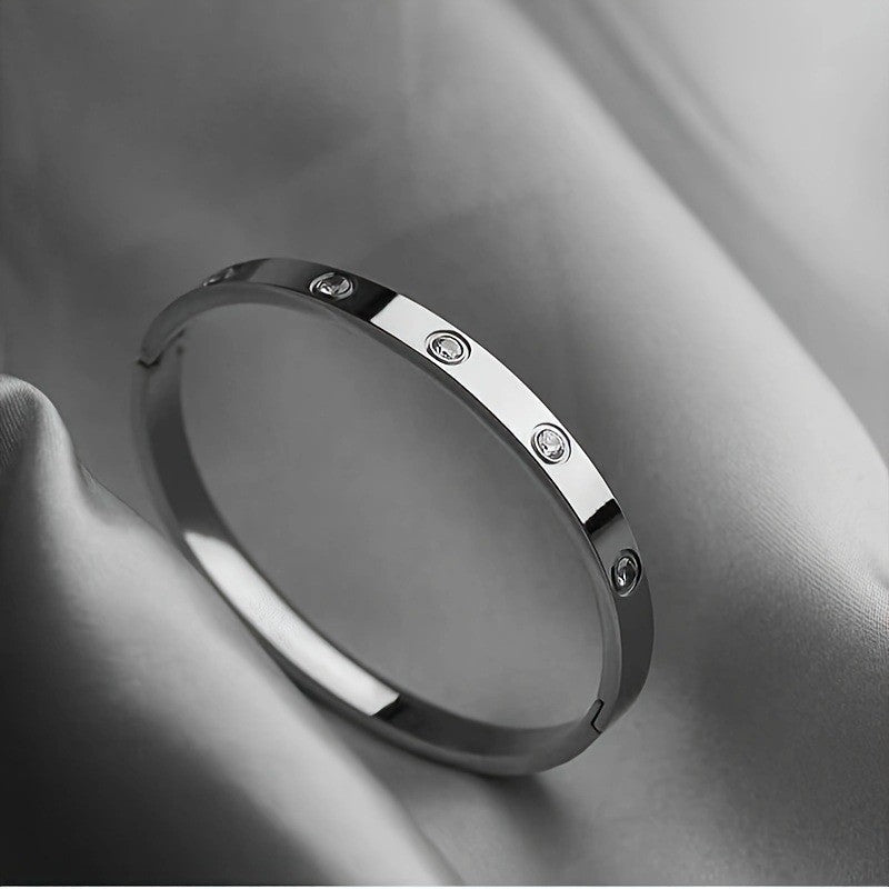 Titanium Steel Series Bracelet Inlaid with Zirconia