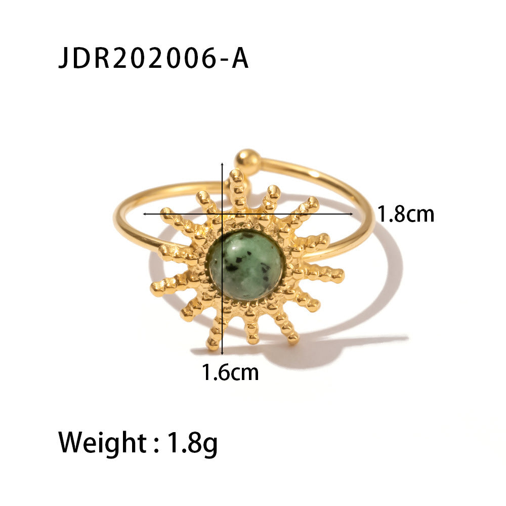 Titanium Steel Collection - French Vintage Natural Stone Open Ring