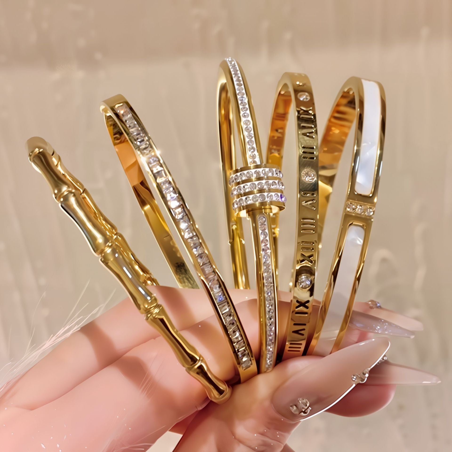 Titanium Steel Series Bracelet Inlaid with Zirconia