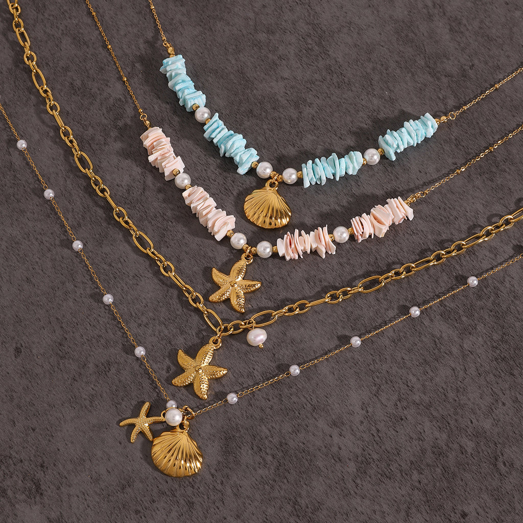 Titanium Steel Series Ocean Shell Pearl Combination Luxury High-end Style