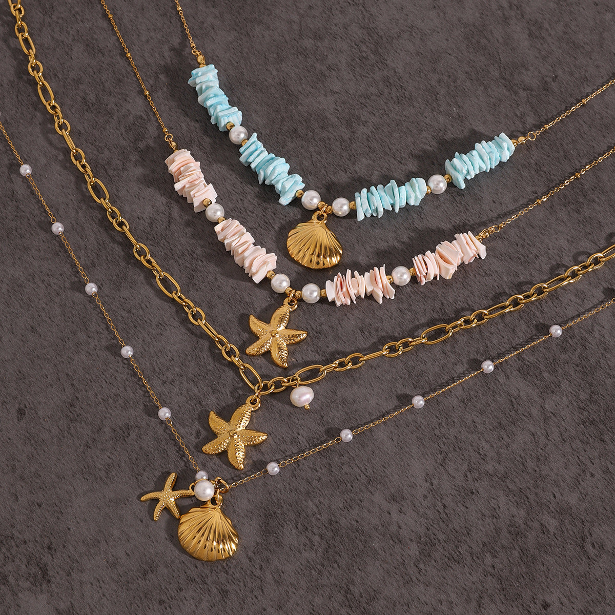 Titanium Steel Series Ocean Shell Pearl Combination Luxury High-end Style