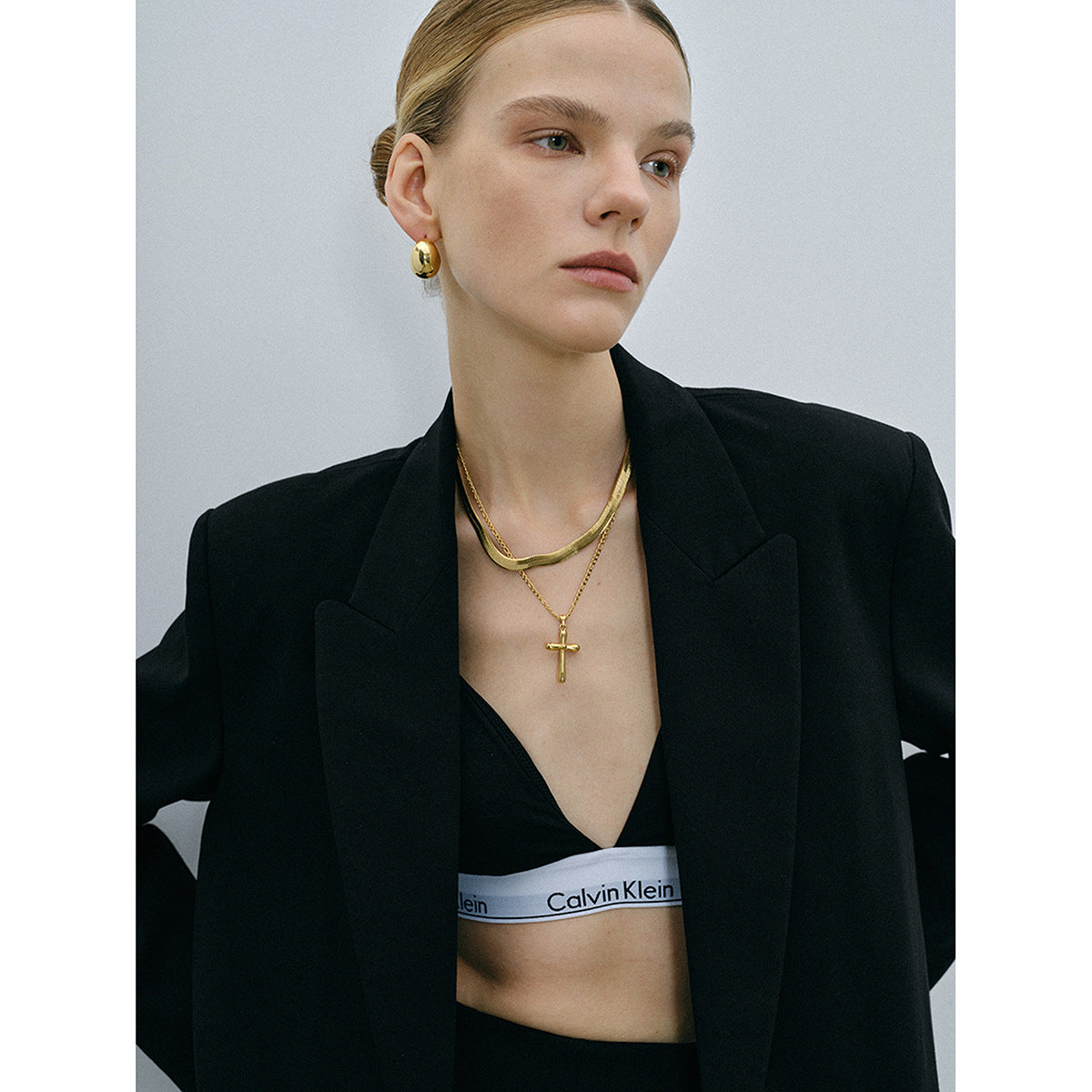 Religious Jewelry: 18K Gold Finished Stainless Steel Cross Chain