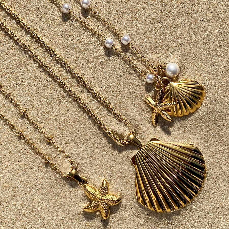 Titanium Steel Series Ocean Shell Pearl Combination Luxury High-end Style