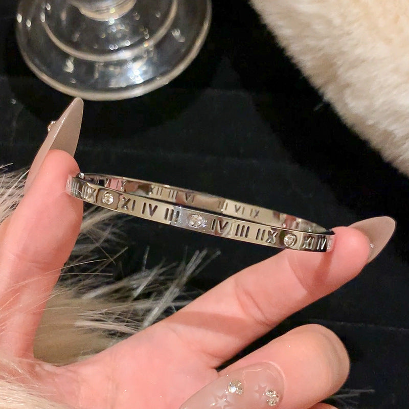 Titanium Steel Series Bracelet Inlaid with Zirconia