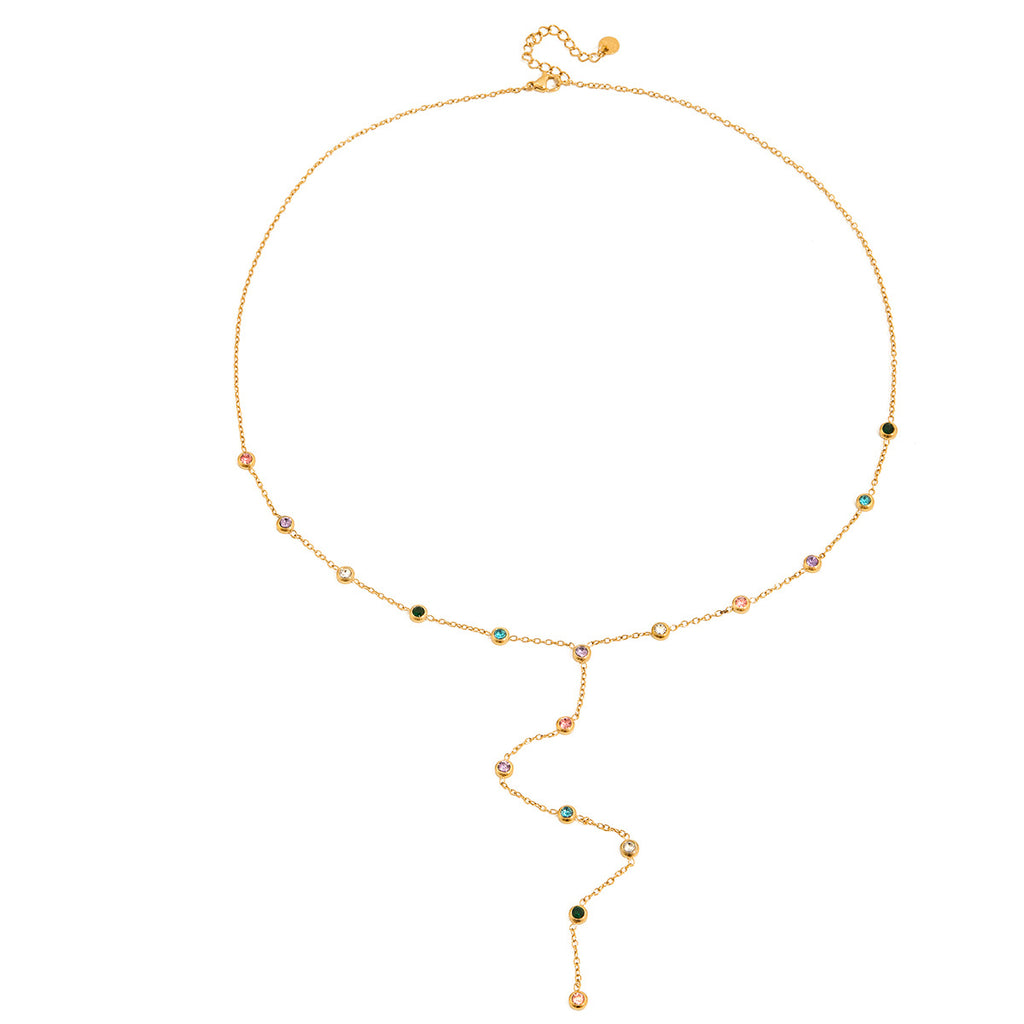 Premium Titanium Steel Crystal Tassel Choker Necklace