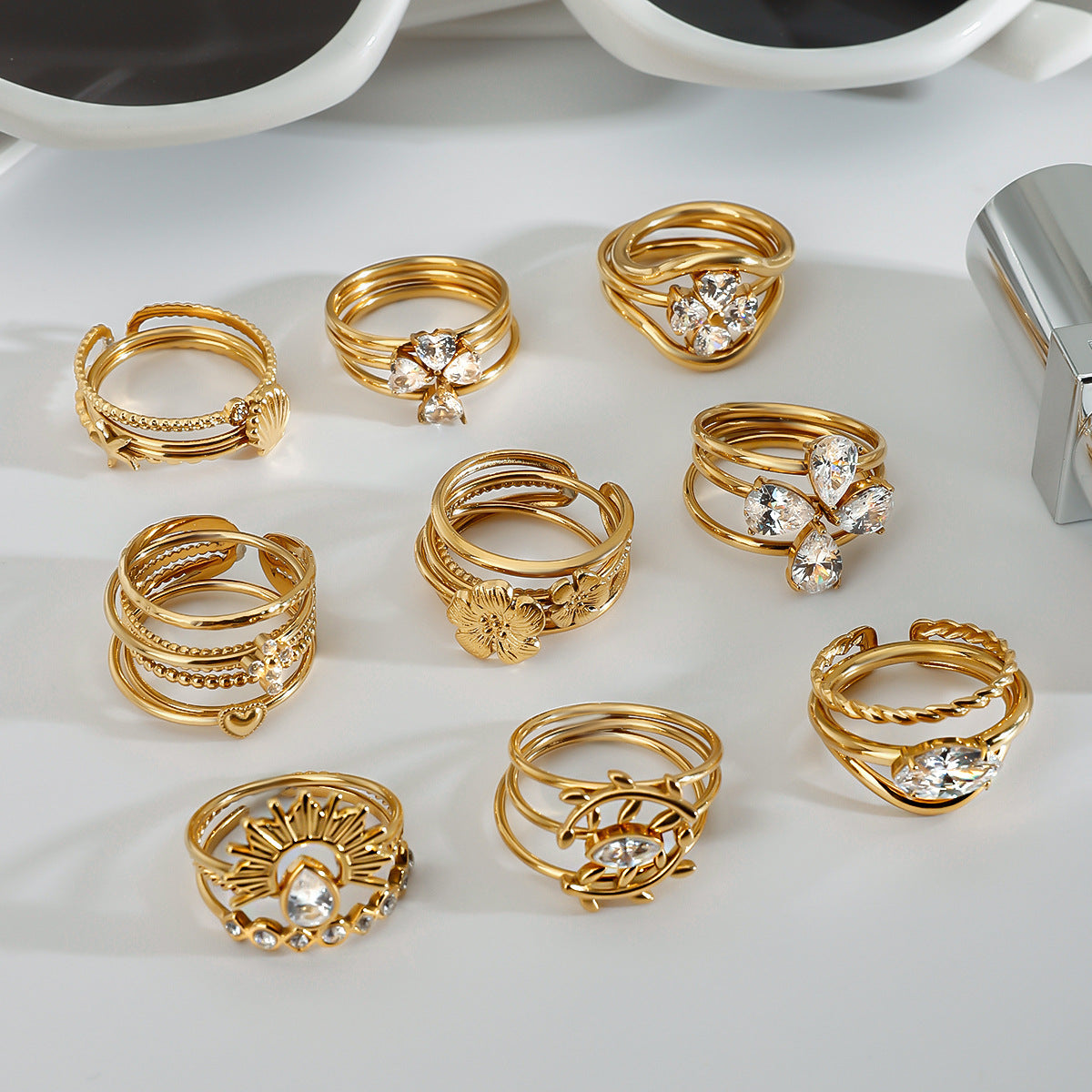 Titanium Steel Stackable Rings Set