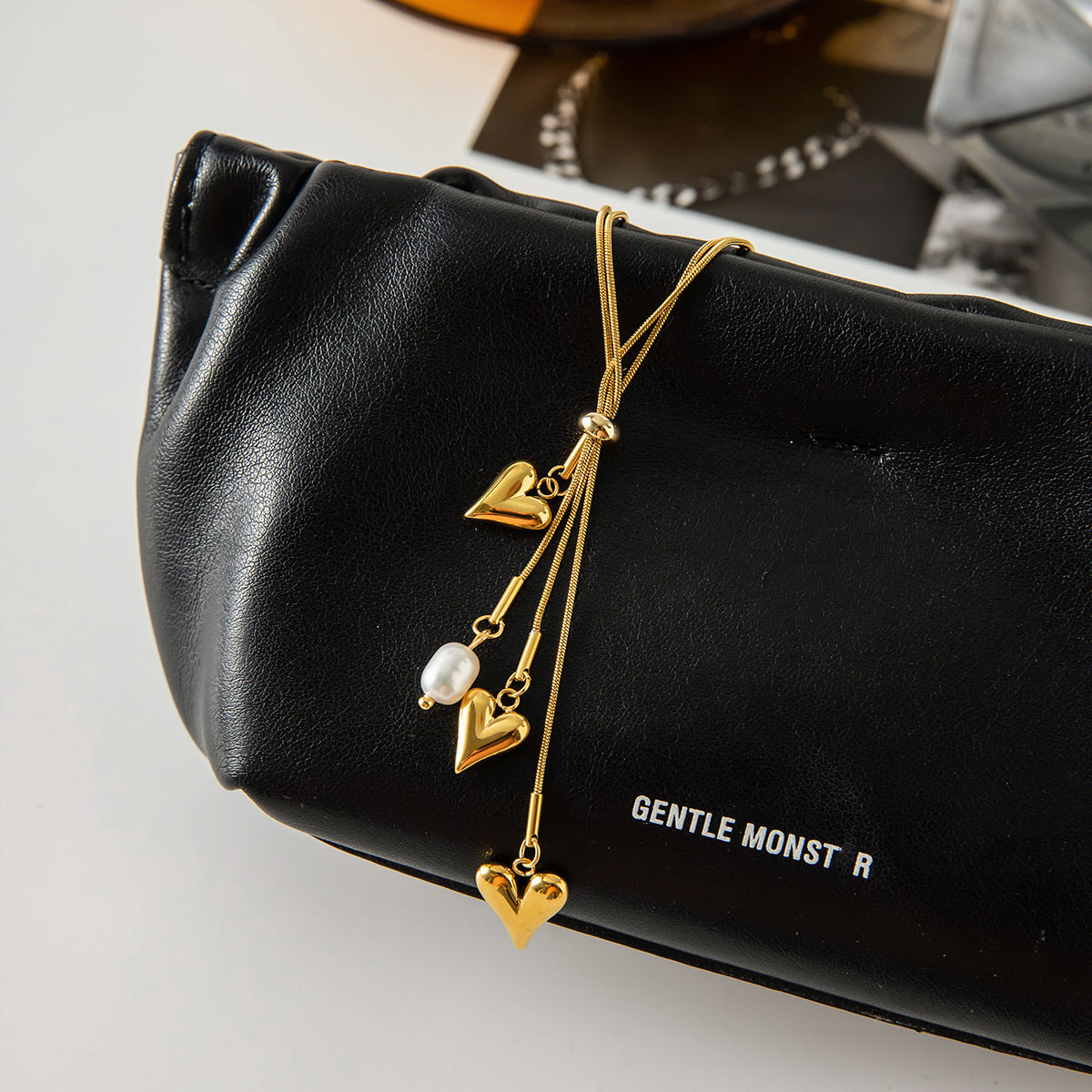 Y-Style Layering Necklace Featuring Heart Charm & Tassel Detailing