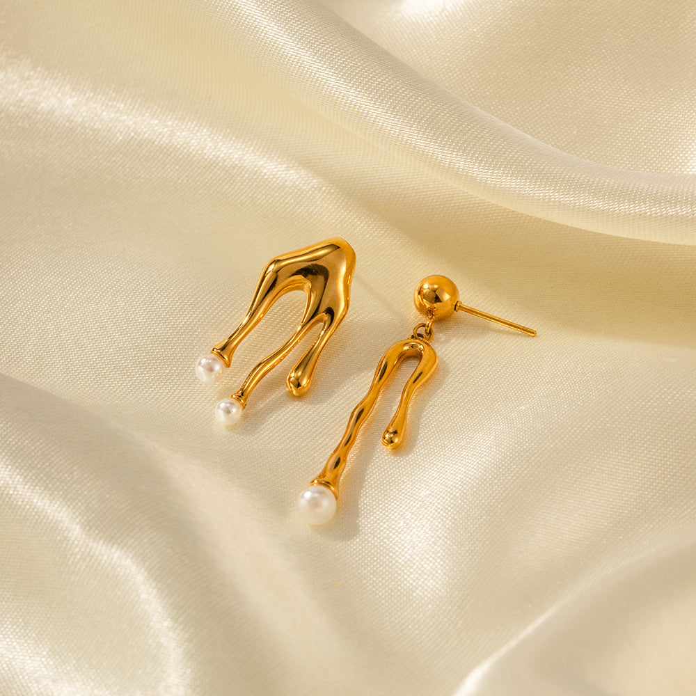 Hypoallergenic Titanium Earrings with 18K Gold & Pearl Accents