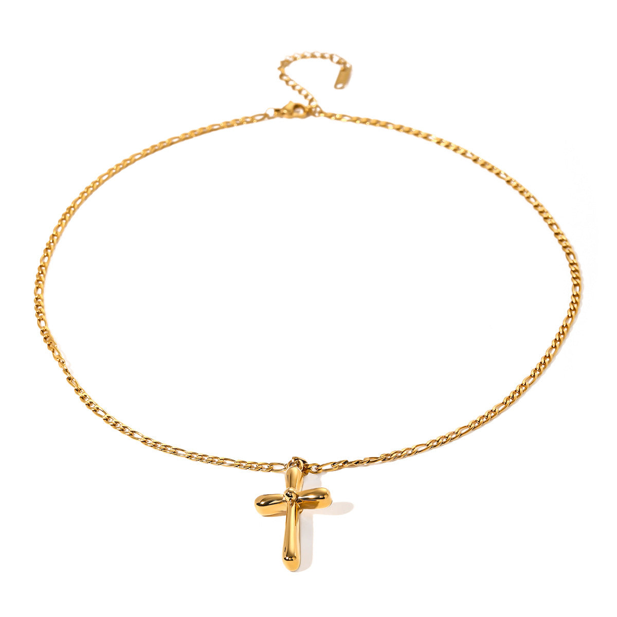 Religious Jewelry: 18K Gold Finished Stainless Steel Cross Chain