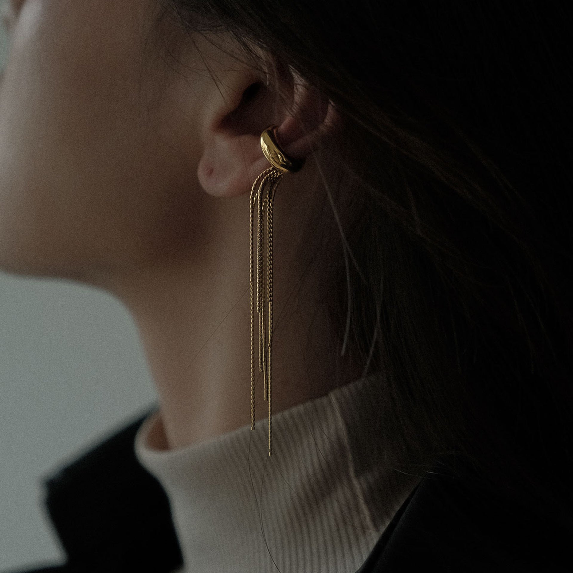 Premium Titanium Steel Tassel Ear Cuff