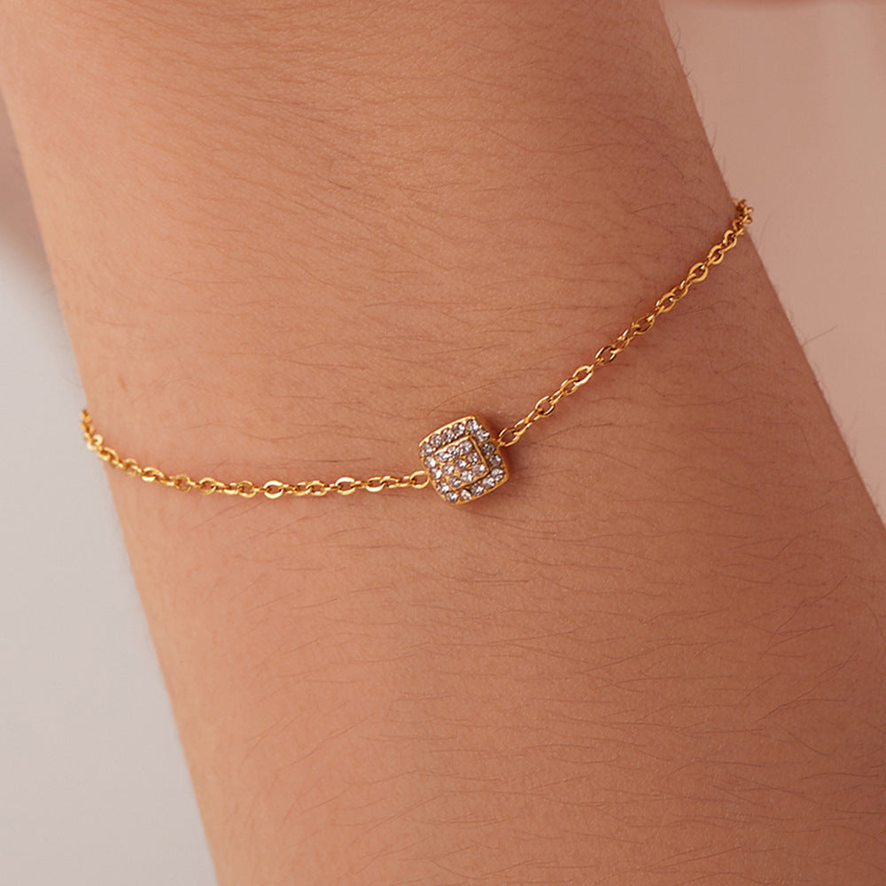 French Titanium Steel Series Zircon Bracelet