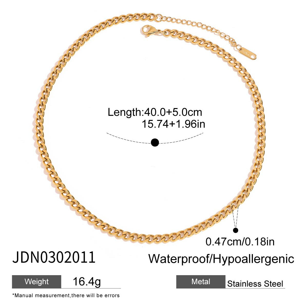 Titanium Steel Serpentine Necklace with Cubic Zirconia