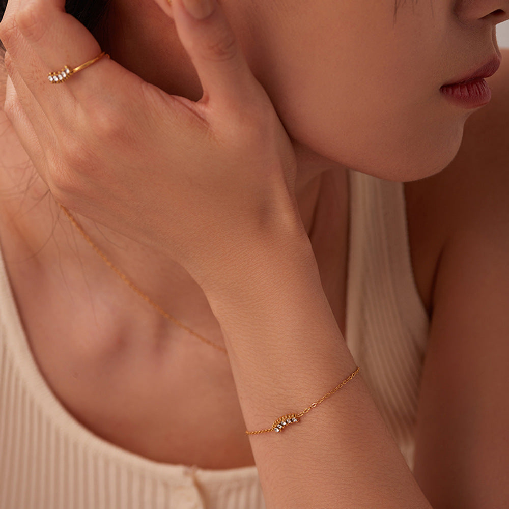 French Titanium Steel Series Zircon Bracelet