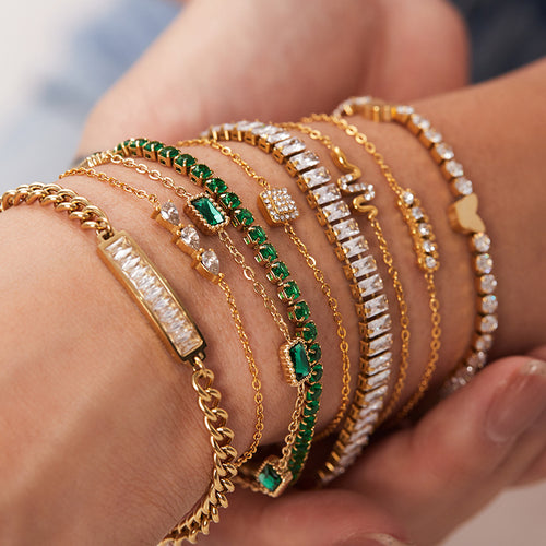 French Titanium Steel Series Zircon Bracelet