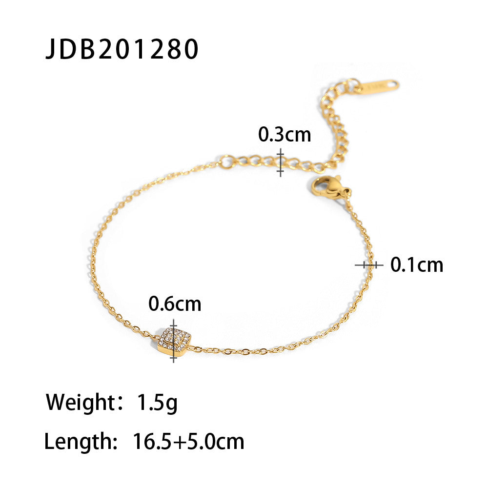 French Titanium Steel Series Zircon Bracelet