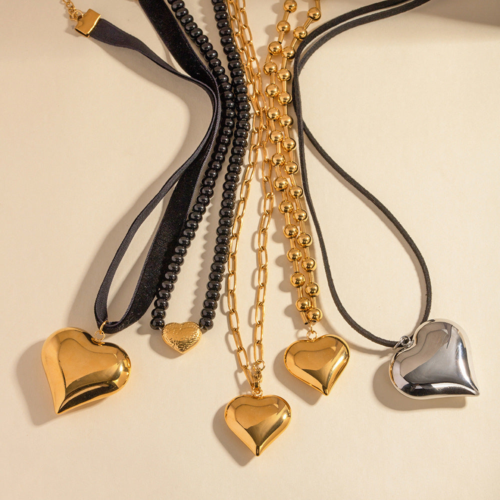 Modern Heart Series – Vintage Classic Love Titanium Steel Necklace
