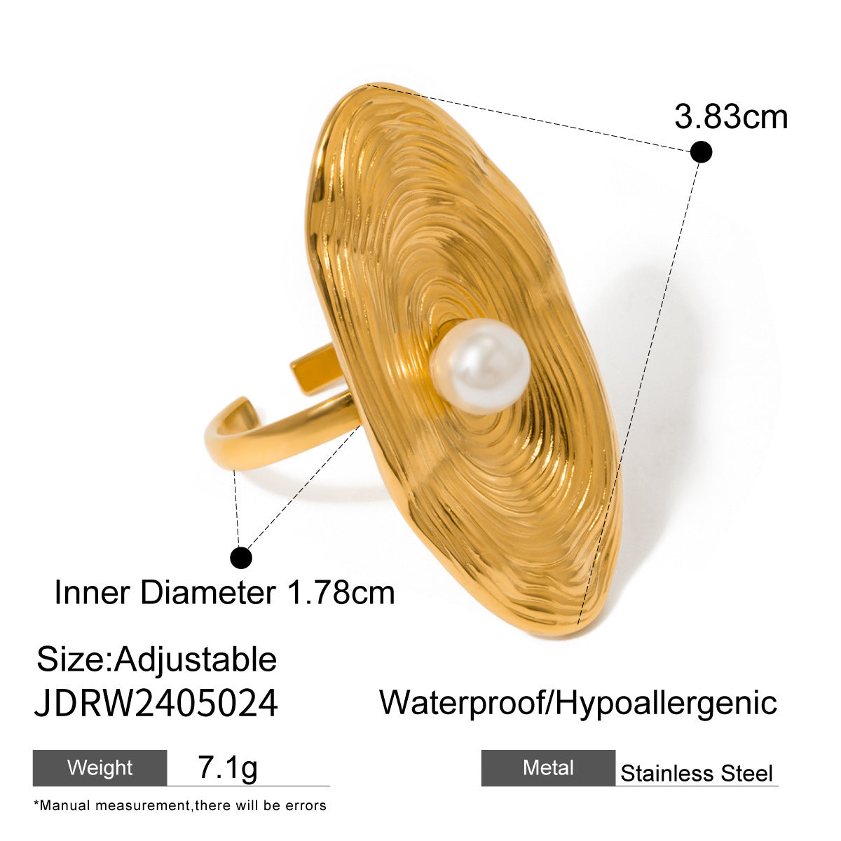 Stainless Steel Gold-Tone Ring Collection - Minimalist Luxury Pearl Ring