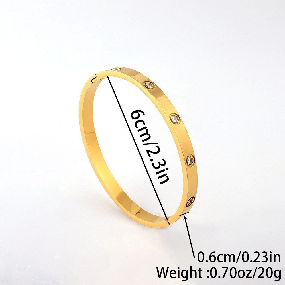 Titanium Steel Series Bracelet Inlaid with Zirconia