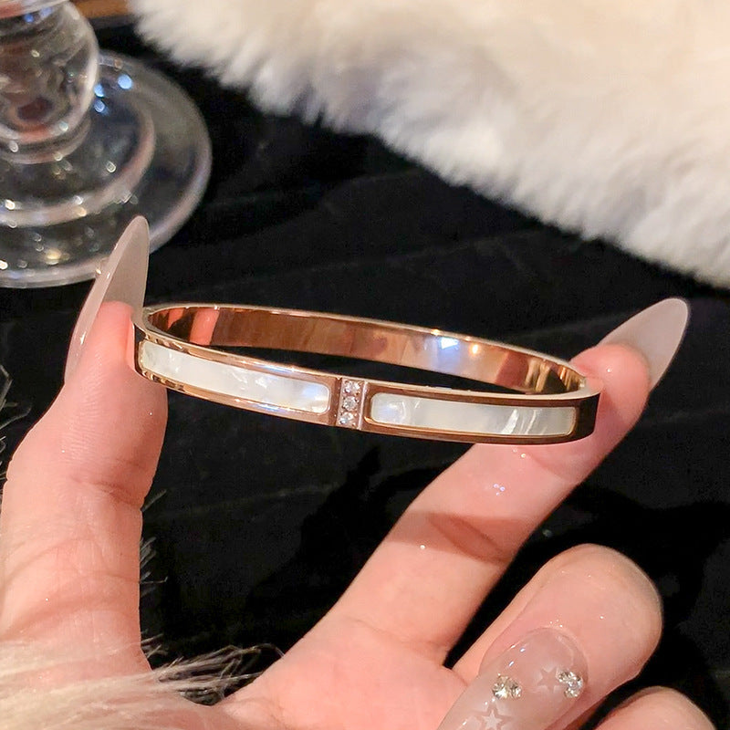 Titanium Steel Series Bracelet Inlaid with Zirconia