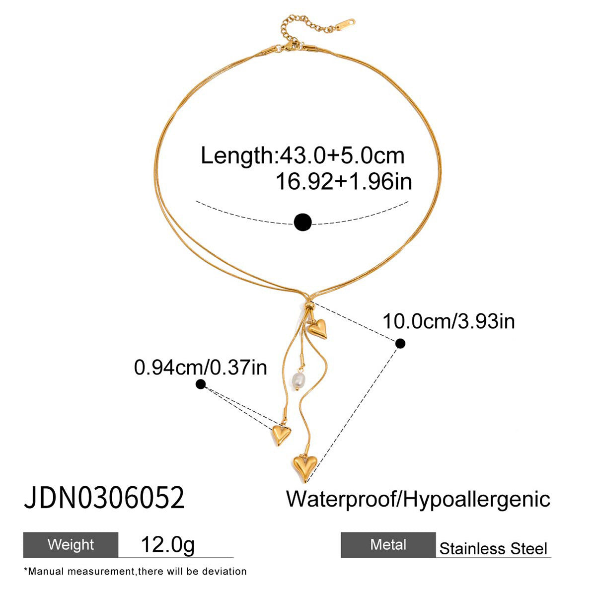 Y-Style Layering Necklace Featuring Heart Charm & Tassel Detailing