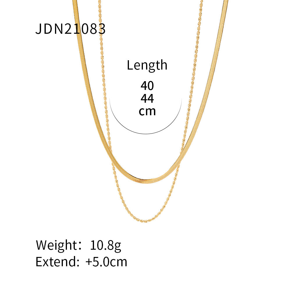Retro Style Titanium Blade Twist Dual Chain Necklace