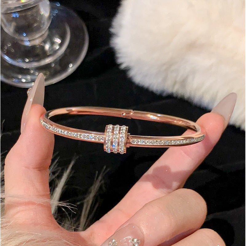 Titanium Steel Series Bracelet Inlaid with Zirconia