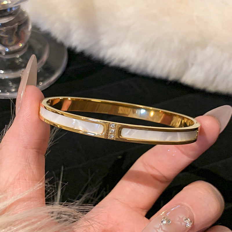 Titanium Steel Series Bracelet Inlaid with Zirconia