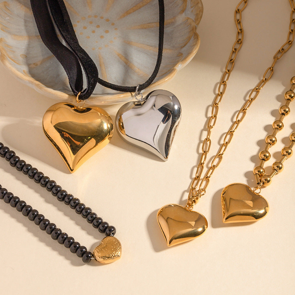 Modern Heart Series – Vintage Classic Love Titanium Steel Necklace