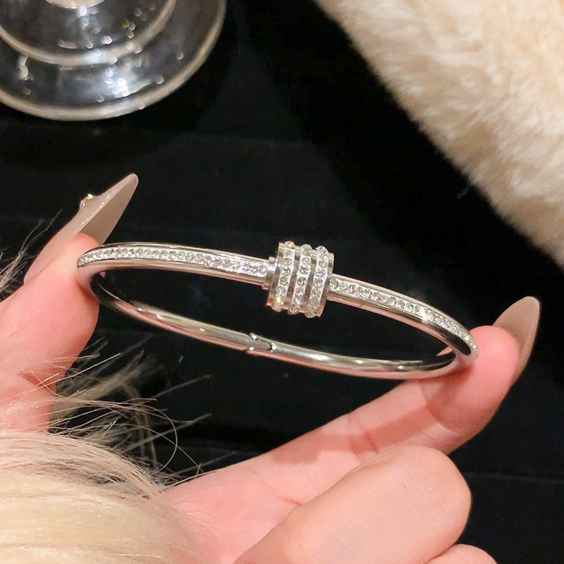 Titanium Steel Series Bracelet Inlaid with Zirconia