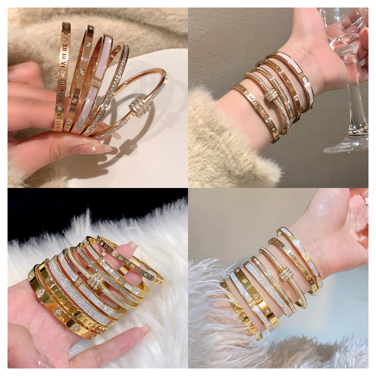 Titanium Steel Series Bracelet Inlaid with Zirconia