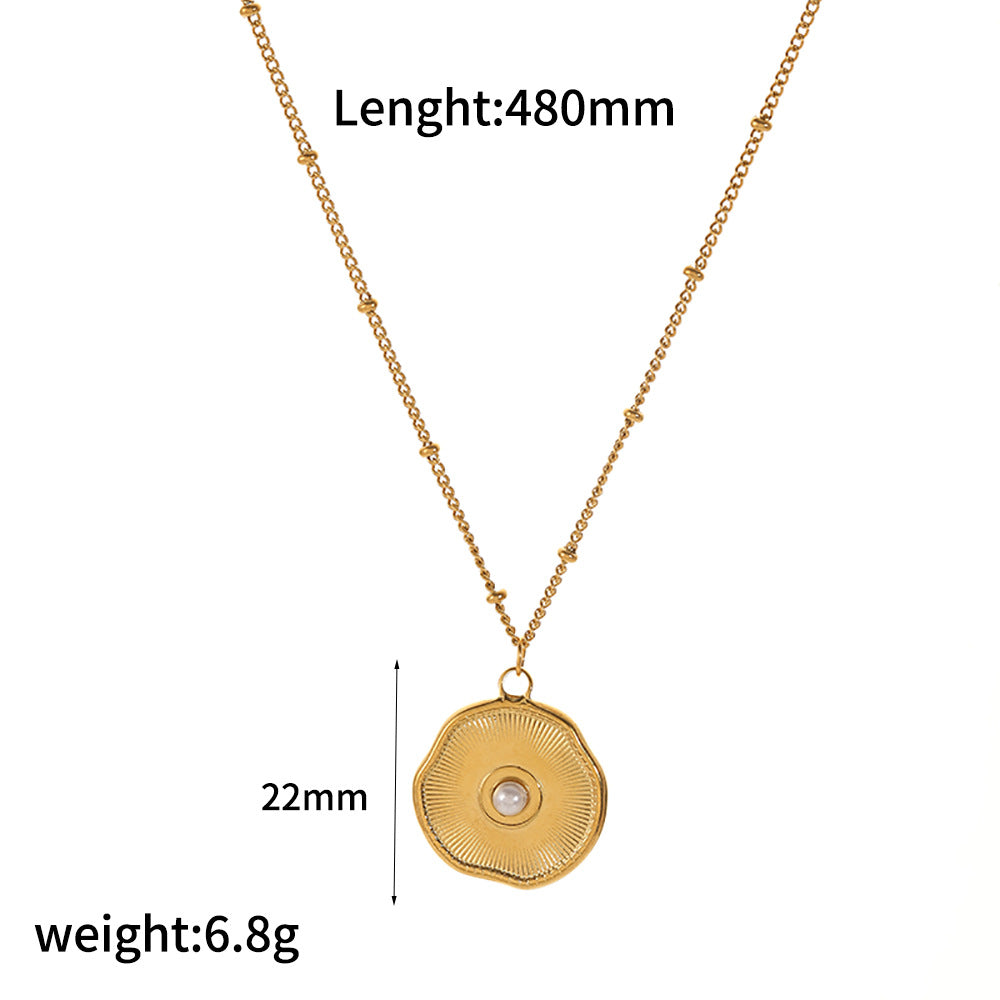 Titanium Steel Series Starfish & Shell Artificial  Pearl Necklace