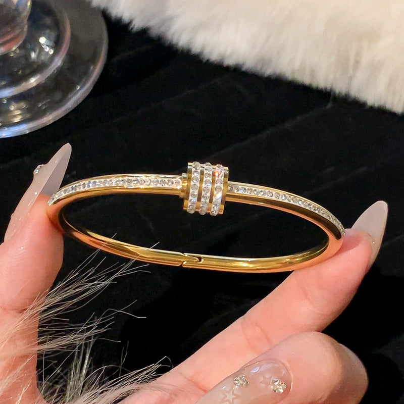 Titanium Steel Series Bracelet Inlaid with Zirconia