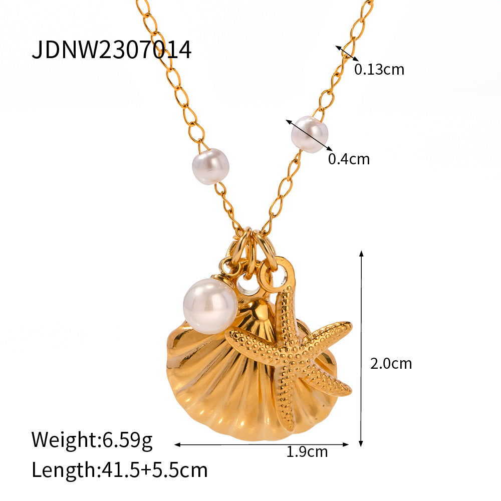 Titanium Steel Series Ocean Shell Pearl Combination Luxury High-end Style