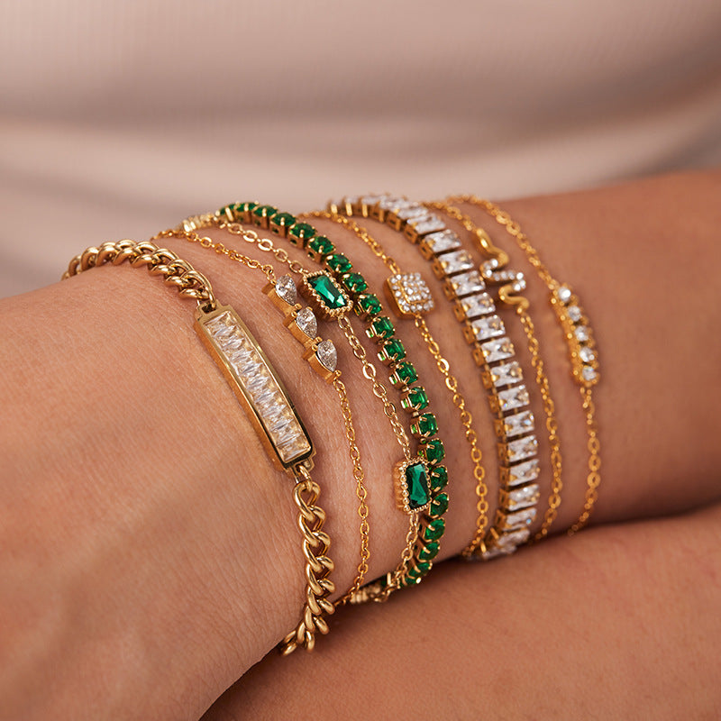 French Titanium Steel Series Zircon Bracelet