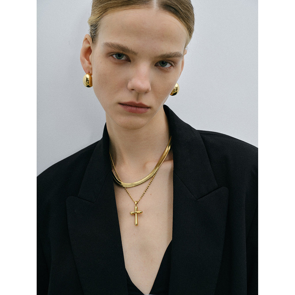 Religious Jewelry: 18K Gold Finished Stainless Steel Cross Chain